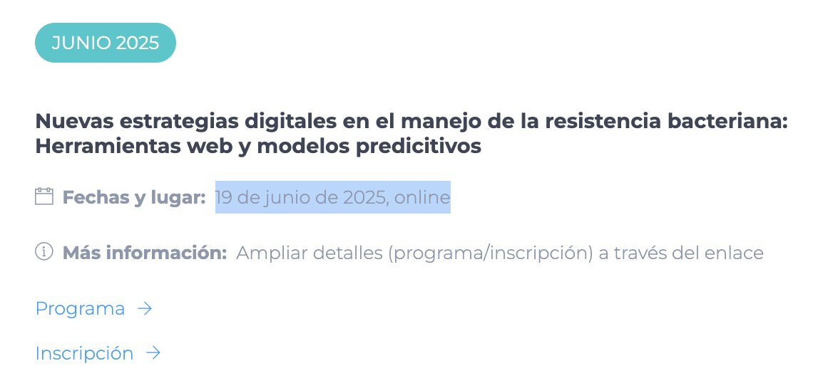 Interesante webinar gratuito sobre BigData e Inteligencia Artificial en Microbiología:
1⃣9⃣ de junio
⏰ 17 horas
Programa:
seimc.org/contenidos/for…
Inscribete aquí👇 y recibirás el enlace de conexión:
us02web.zoom.us/meeting/regist…
No te lo pierdas: avalado por SEIMC!!!
