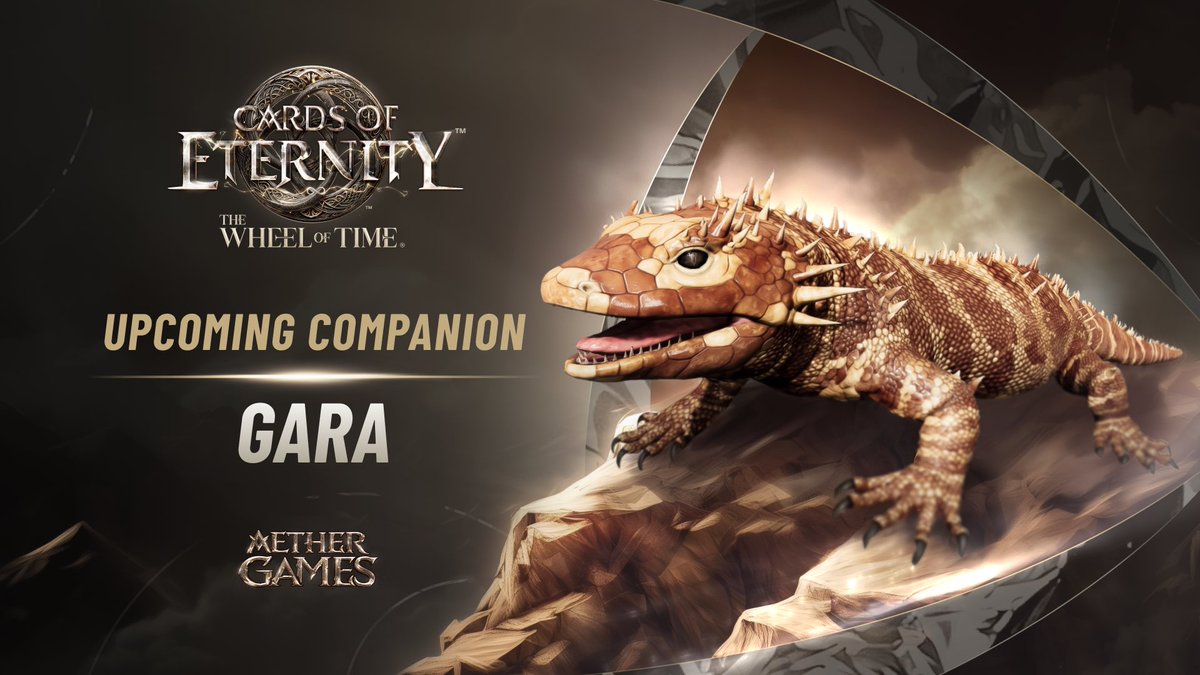 🦎 Sneak peek: GARA is slithering into #TheWheelOfTime digital trading card game! This spike-covered cliff-crawler bestiary is next in line for your decks. More companion reveals soon. Stay tuned!