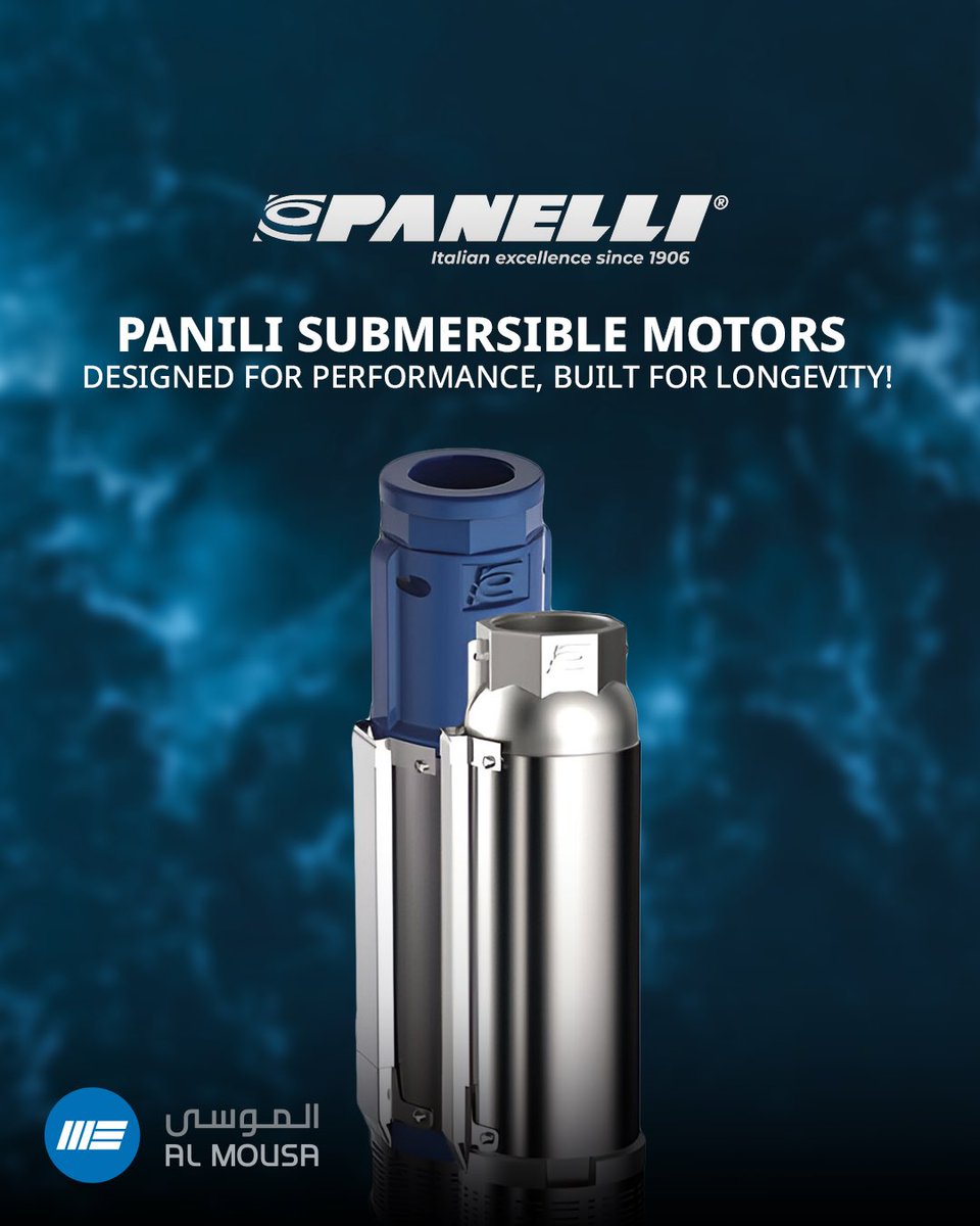 Almousahc's tweet image. Panelli motors are our go-to for powering water systems built to last, perform under pressure, and keep operations running smoothly. From deep wells to large-scale projects, Panelli delivers strength, stability, and peace of mind.
#Panelli #WaterPumps #KSAProjects #Vision2030
