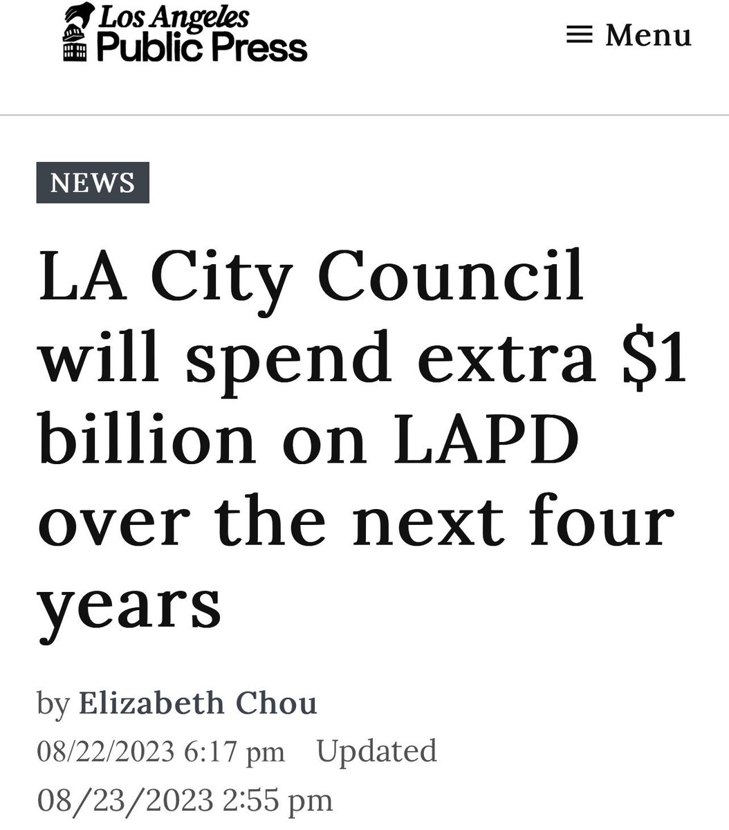 PplsCityCouncil's tweet photo. Never forget that Karen Bass literally bankrupt the city of Los Angeles by giving all of our money to LAPD. The same LAPD that is supporting and collaborating with ICE &amp; DHS.

@MayorOfLA has declared war on the people of this city. https://t.co/R0LiOMncpW