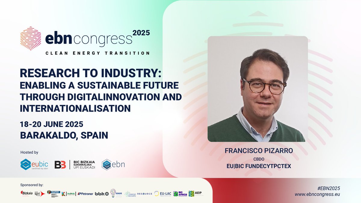 🎙️ 𝗠𝗲𝗲𝘁 𝘁𝗵𝗲 𝗦𝗽𝗲𝗮𝗸𝗲𝗿 – hashtag#𝗘𝗕𝗡𝟮𝟬𝟮𝟱

We’re excited to welcome <a href="/PacoPizarro/">Paco Pizarro</a>, CBDO at EU|BIC <a href="/FundecytPCTEX/">FUNDECYT-PCTEX</a>, to #EBN2025, co-organised by EBN and EU|BIC <a href="/BICezkerraldea/">BIC Ezkerraldea</a>. 

Francisco is a professional with more than twenty years of experience in