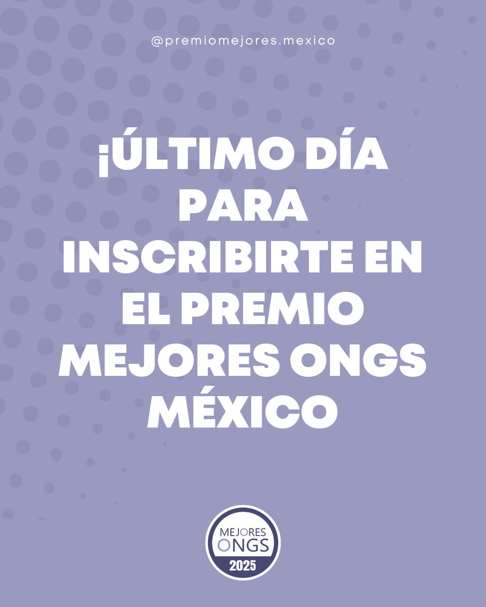 🚨 ¡ÚLTIMO DÍA! HOY, 10 de junio, cierran las inscripciones para el Premio Mejores ONGs México.

¿Tu ONG transforma vidas? ¡Participa gratis y sé reconocida! 👉 premiomejores.org/mexico
#MejoresONGsMx #UltimoDia #ONGsMexico #Filantropia
