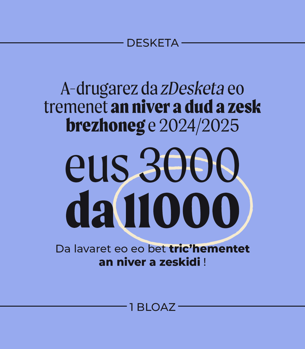 Lidañ a ra Desketa he bloaz kentañ 😄 !
Desketa fête ses 1 an 😄 !

#bzhg #Desketa