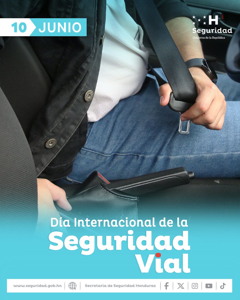SSEGURIDADHN's tweet photo. 🚦 Hoy es el Día Internacional de la Seguridad Vial 🚘
Usar el cinturón, respetar las señales y no usar el celular al conducir NO es exagerar, es cuidar lo más valioso: la vida. ❤️
Conduce con responsabilidad. Todos queremos volver a casa. ���
#SeguridadVial #ConduceConCuidado https://t.co/O80u897dNC