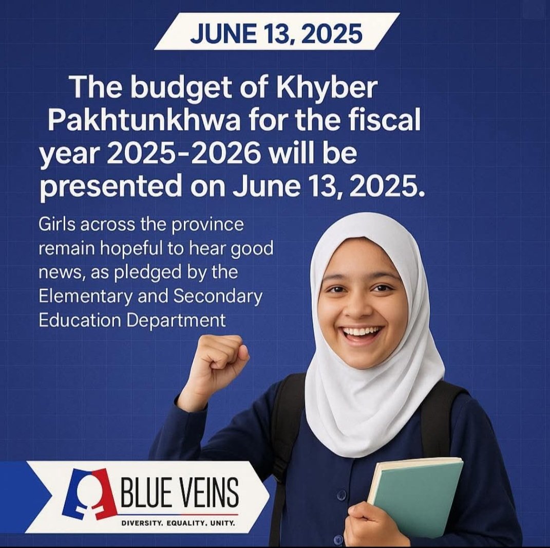 Khyber Pakhtunkhwa will present its 2025–26 budget on June 13. PECN, Rise and Shine, and Blue Veins trust CM Ali Amin Gandapur &amp; education leaders to prioritize girls' education. We expect progress in gender parity, access, and retention.
#LeadershipMatters #GirlsEducation
