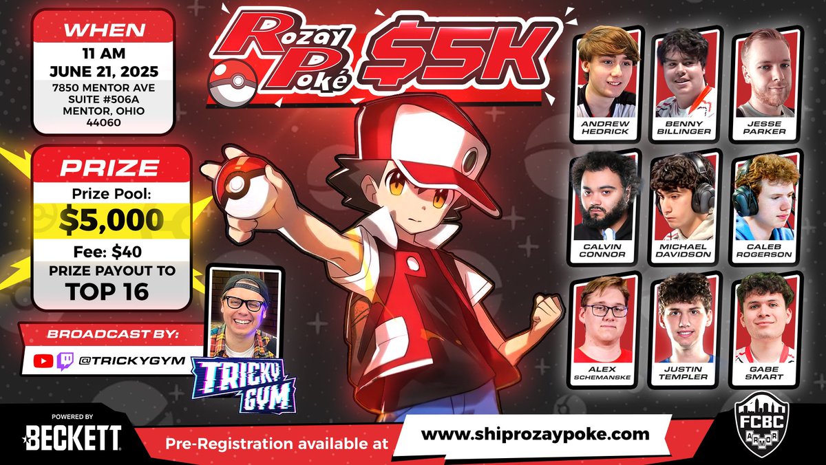 FCBCArmor's tweet image. It’s time for the final special guest announcement! @SmartTCG will be at the first annual Rozaypoke Summer $5k! Come play the weekend after NAIC in this amazing event we are sponsoring! Pre registration is available.