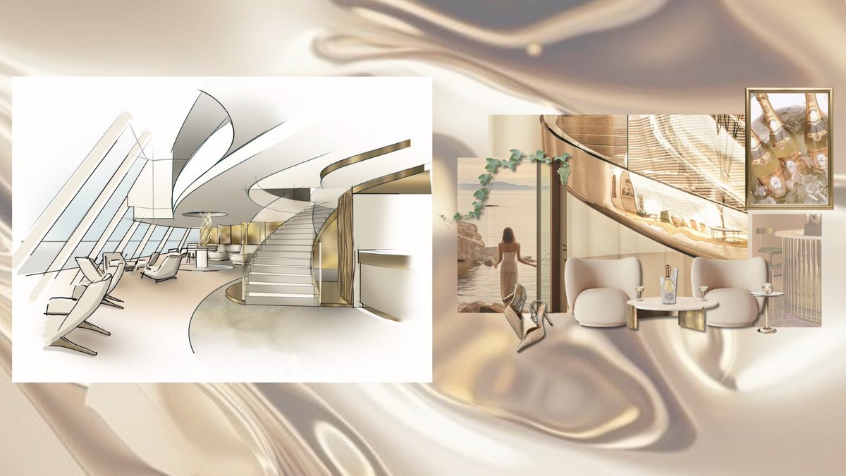 StorylinesAtSea's tweet photo. The Luxor Lounge, our elegant champagne bar on Deck 11, blends modern luxury with timeless style.🍾

#ChampagneBar #LuxuryDesign #CruiseLifestyle #StorylinesGlobal #DesignInspiration https://t.co/Cfoza5XeYy