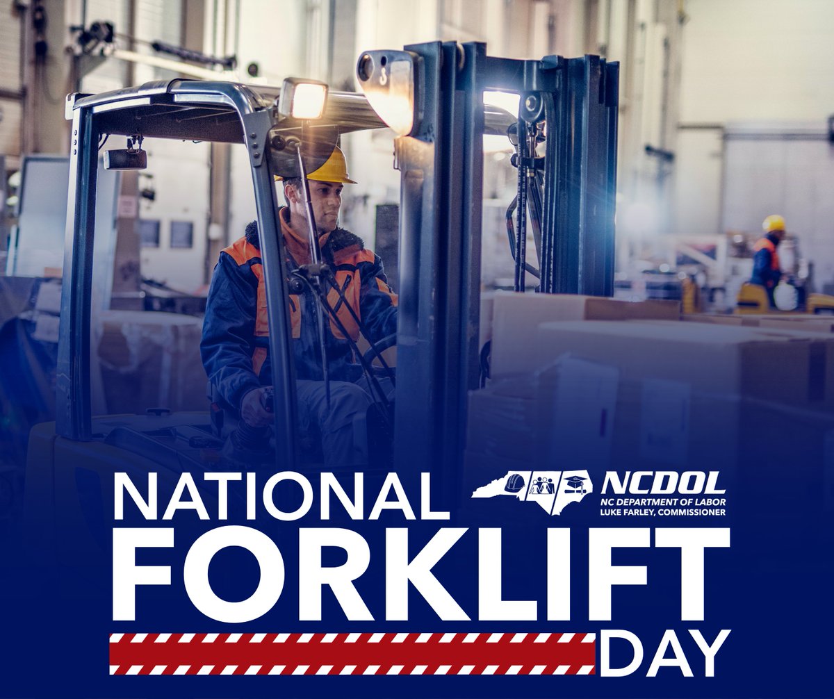 NC Department of Labor (@ncdol) on Twitter photo June 10th is National Forklift Safety Day!
Commissioner <a href="/LukeFarleyNC/">Luke Farley</a> and the North Carolina Department of Labor are recognizing National Forklift Safety Day by reminding employers and workers of the critical importance of forklift training, maintenance, and awareness. June 10th is National Forklift Safety Day!
Commissioner <a href="/LukeFarleyNC/">Luke Farley</a> and the North Carolina Department of Labor are recognizing National Forklift Safety Day by reminding employers and workers of the critical importance of forklift training, maintenance, and awareness.