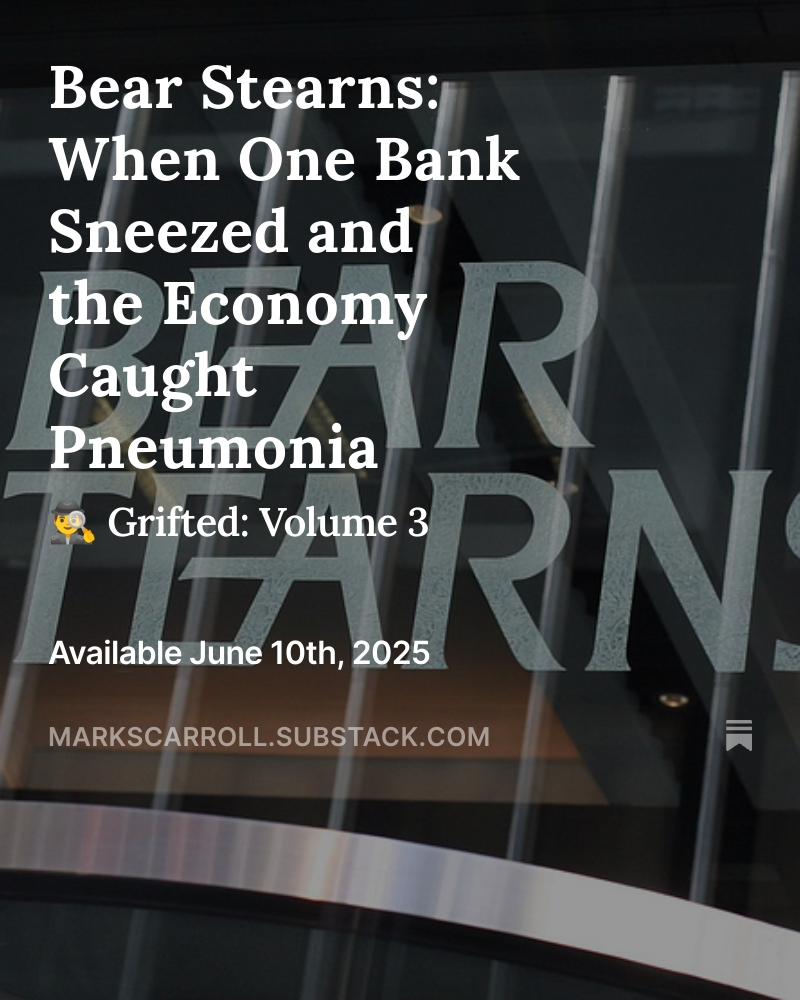 axilles's tweet image. 💥 Bear Stearns sneezed. The global economy got pneumonia.

New post: how one bank’s collapse kicked off the 2008 financial meltdown—&amp;amp; why it still matters.

Read:
👉 Link in Comments!
#FinanceFails #TooBigToFail #SubstackSeries #Grifted #CollaborateBetter #CollaborateWithMark