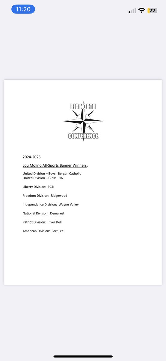 Congratulations to The NV/Demarest Coaches and Student-Athlete on capturing The 2024-2025 All Sports Banner for The Big North National Division. This marks Back to Back Years NV/Demarest received The All Sports Banner. A terrific way to finish off the Athletic School Year .