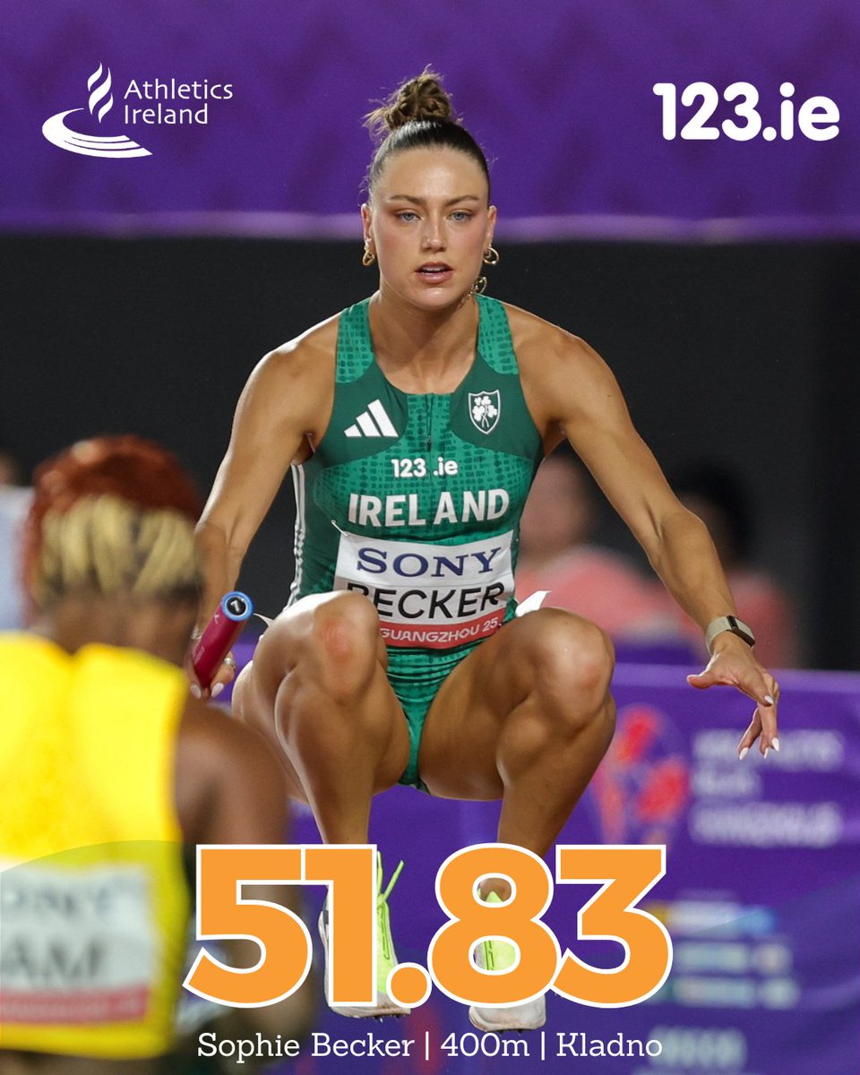 A win for Sophie in Czechia! 👏

Sophie Becker (Raheny Shamrock AC) clocks 51.83 in breezy conditions to take victory at the Kladno hází a Kladenské memoriály, a World Athletics Continental Tour Bronze meeting 🙌

Result ➡️ tinyurl.com/exndwwkb

#IrishAthletics |