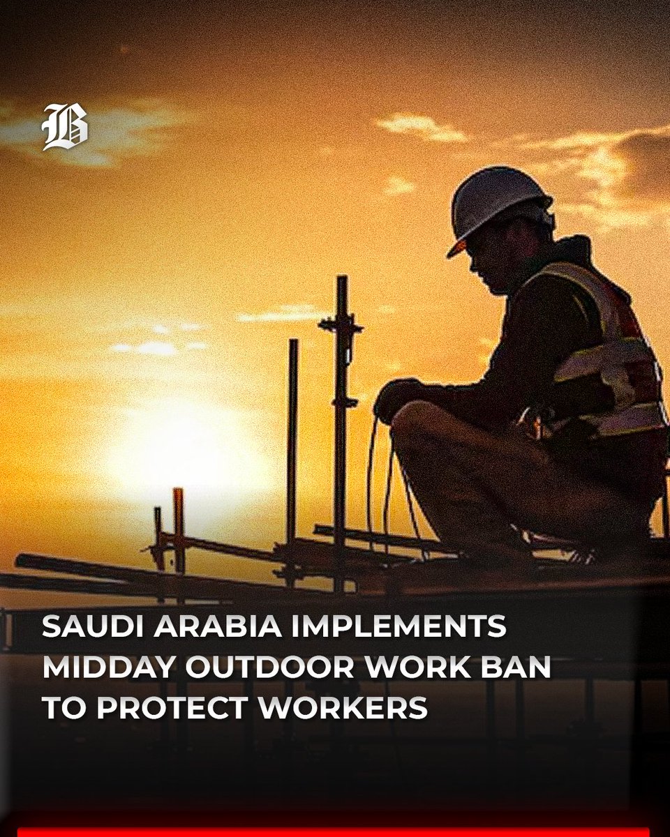 BarlamanToday's tweet image. Saudi Arabia will enforce a midday ban on outdoor work for private sector employees from June 15 to September 15, the Ministry of Human Resources and Social Development (MHRSD) announced.

#SaudiArabia #WorkerProtection #HeatSafety #Barlamantoday