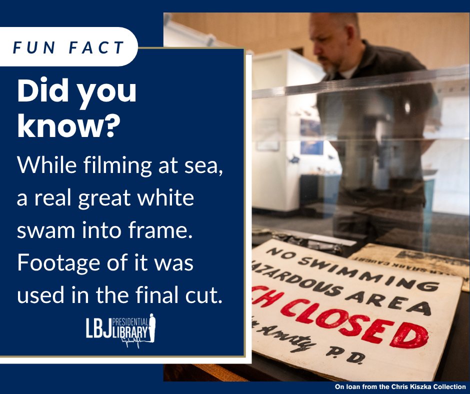Before #Jaws terrified moviegoers, its author was crafting speeches for #PresidentJohnson.

Explore how #PeterBenchley’s journey spanned politics, pop culture, and ocean conservation in our latest exhibit—now open at the #LBJLibrary!

🦈 lbjlibrary.info/jaws