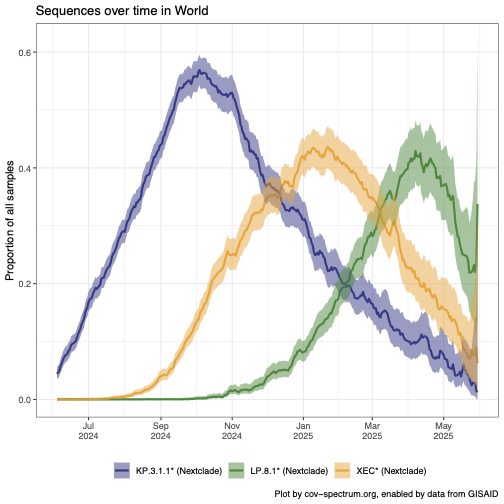Close but no cigar.
 
LP.8.1 didn't get any closer than XEC* to being a world dominant lineage.

I think this is the first time we've ever gone 6 months without a dominant lineage.