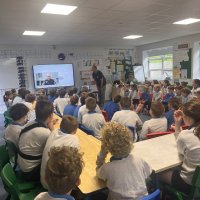 DunderrowNS's tweet image. 1st, 3rd and 5th class had a special Antarctica talk with Doug Henderson; learning all about his adventures there. They even did a video call with Peter McCarthy, grandson of the renowned explorer Mortimer McCarthy, who is currently working in Antarctica! #Science #explorers