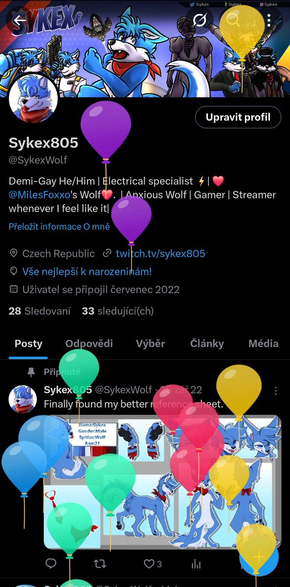 SykexWolf's tweet photo. 🎉It's my birthday! Grateful for another trip around the sun &amp; for my amazing boyfriend @MilesFoxxo, who makes every day special! https://t.co/JHVKSEzF8i