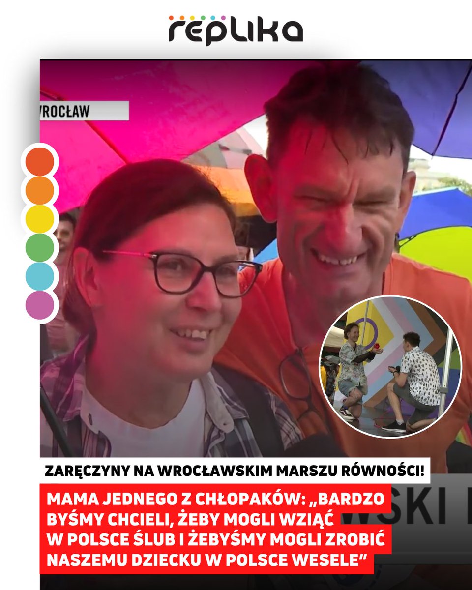 🏳️‍🌈💍 Zaręczyny na Wrocławskim Marszu Równości! 💍🏳️‍🌈 Mama jednego z chłopaków na antenie TVN24: „Chciałabym, żeby mój syn miał takie sama prawa jak ja miałam, gdy brałam ślub ze swoim mężem."🥹