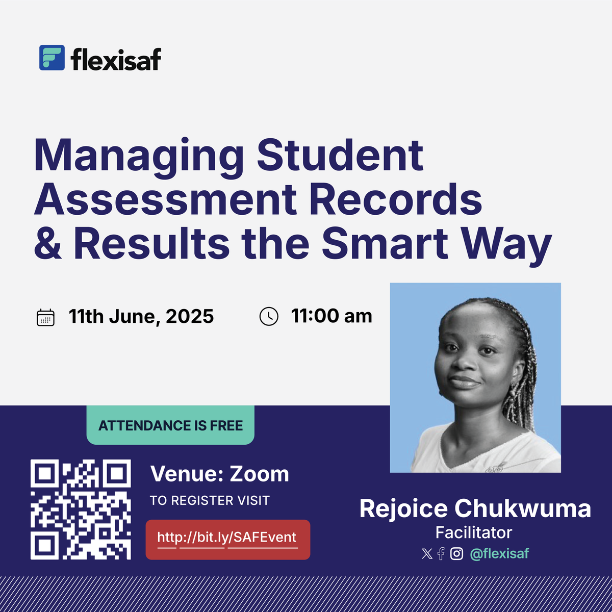 FlexiSAF's tweet photo. TOMORROW IS THE DAY!

Learn how to manage student assessment records &amp; results the smart way.

Don’t miss out—register now 👉 https://t.co/RZDockT0cM

#SAFSIMS #FlexiSAF #SchoolManagement #FreeWebinar https://t.co/okqAysAU6X