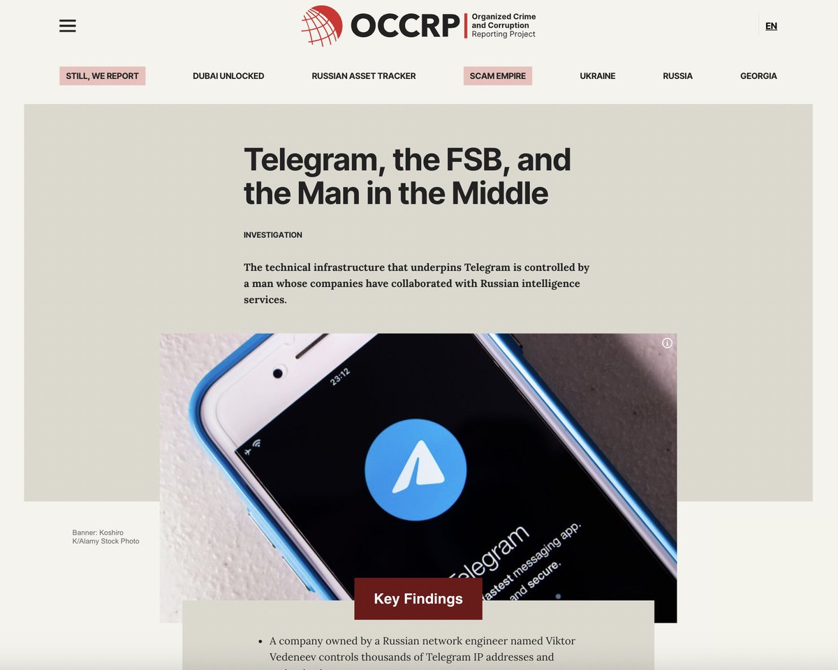 BREAKING. L'infrastructure technique qui sous-tend Telegram est contrôlée par un homme dont les entreprises ont collaboré avec les services de renseignement russes et en particulier le FSB. ⬇️Thread⬇️