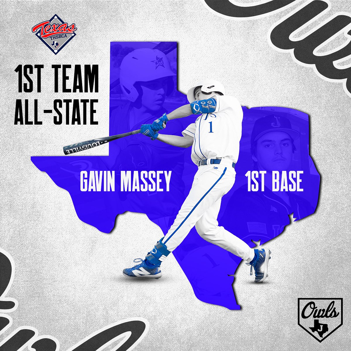 Shout out to Gavin Massey on being selected as 5A 1st Team All-State First Base! 

This award is an amazing achievement. Gavin was an integral part of our incredible season this year and had an amazing career at JHS.

Congrats, Gavin!