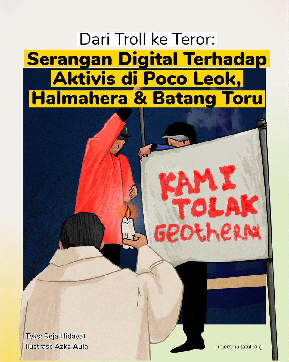 Serangan digital bertubi-tubi menghantam aktivis yang bersikap kritis terhadap kebijakan pemerintah. Kritik berbalas serangan digital hingga ancaman intimidasi dan kriminalisasi.

projectmultatuli.org/dari-troll-ke-…

#SeranganDigital #PSN #PocoLeok #Halmahera #BatangToru #YaAkuBakalDibaca