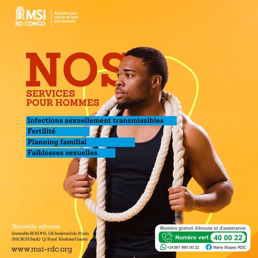 Besoin de conseils fiables et discrets sur votre santé sexuelle et reproductive (planification familiale, fertilité, IST, impuissance) ? MSI RDC est là pour vous !
📞40 00 22💬WhatsApp : +243 818 900 022📩 Message privé
#PlanificationFamiliale #fertilité #ist #mariestopesrdc