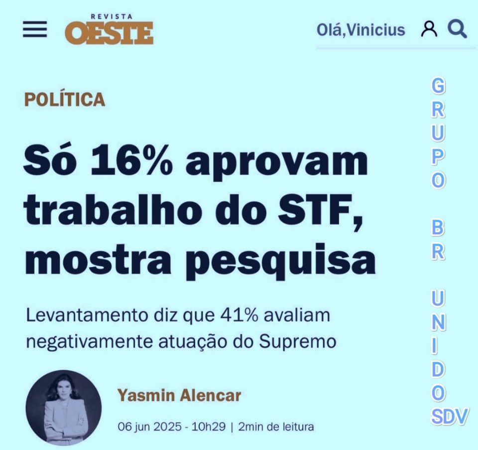 ReGina 🇧🇷✨ (@simplesmentere) on Twitter photo #BRUNIDOSDV🇧🇷
PODER DATA: "SÓ 16% DOS BRASILEIROS APROVAM O TRABALHO DOS MINISTROS DO STF!"👀
<a href="/REJLYR/">`✵•.¸,✵°✵.。.✰ RÊ LYRIO B22 25,4 K ✰.。.✵°✵,¸.•✵´</a>
<a href="/denisegouveia3/">denise gouveia</a>
<a href="/ALSBW01/">❀ᬁ𝑨𝒏𝒂𑜞᭄ᬁ 𝑩𝒂𝒏𝒌𝒆𝒓 🪄</a>
<a href="/SimplesmenteRe/">ReGina 🇧🇷✨</a>
<a href="/IreteSouza/">Irete de Souza</a>
<a href="/LaFenix61/">La Fênix</a>
<a href="/Direita_83/">Mito Maníaca 👊🏻🇧🇷</a>
@nuu0204
<a href="/WilliamJPatriot/">🇧🇷William Patriota.'.🇧🇷</a>
@FER_DEM83
<a href="/Fernand80013911/">Fernanda</a>
<a href="/silveira50/">LENA BASSANI</a>
<a href="/LeilaLicio/">🇧🇷Leila Dias Licio🇧🇷</a> #BRUNIDOSDV🇧🇷
PODER DATA: "SÓ 16% DOS BRASILEIROS APROVAM O TRABALHO DOS MINISTROS DO STF!"👀
<a href="/REJLYR/">`✵•.¸,✵°✵.。.✰ RÊ LYRIO B22 25,4 K ✰.。.✵°✵,¸.•✵´</a>
<a href="/denisegouveia3/">denise gouveia</a>
<a href="/ALSBW01/">❀ᬁ𝑨𝒏𝒂𑜞᭄ᬁ 𝑩𝒂𝒏𝒌𝒆𝒓 🪄</a>
<a href="/SimplesmenteRe/">ReGina 🇧🇷✨</a>
<a href="/IreteSouza/">Irete de Souza</a>
<a href="/LaFenix61/">La Fênix</a>
<a href="/Direita_83/">Mito Maníaca 👊🏻🇧🇷</a>
@nuu0204
<a href="/WilliamJPatriot/">🇧🇷William Patriota.'.🇧🇷</a>
@FER_DEM83
<a href="/Fernand80013911/">Fernanda</a>
<a href="/silveira50/">LENA BASSANI</a>
<a href="/LeilaLicio/">🇧🇷Leila Dias Licio🇧🇷</a>