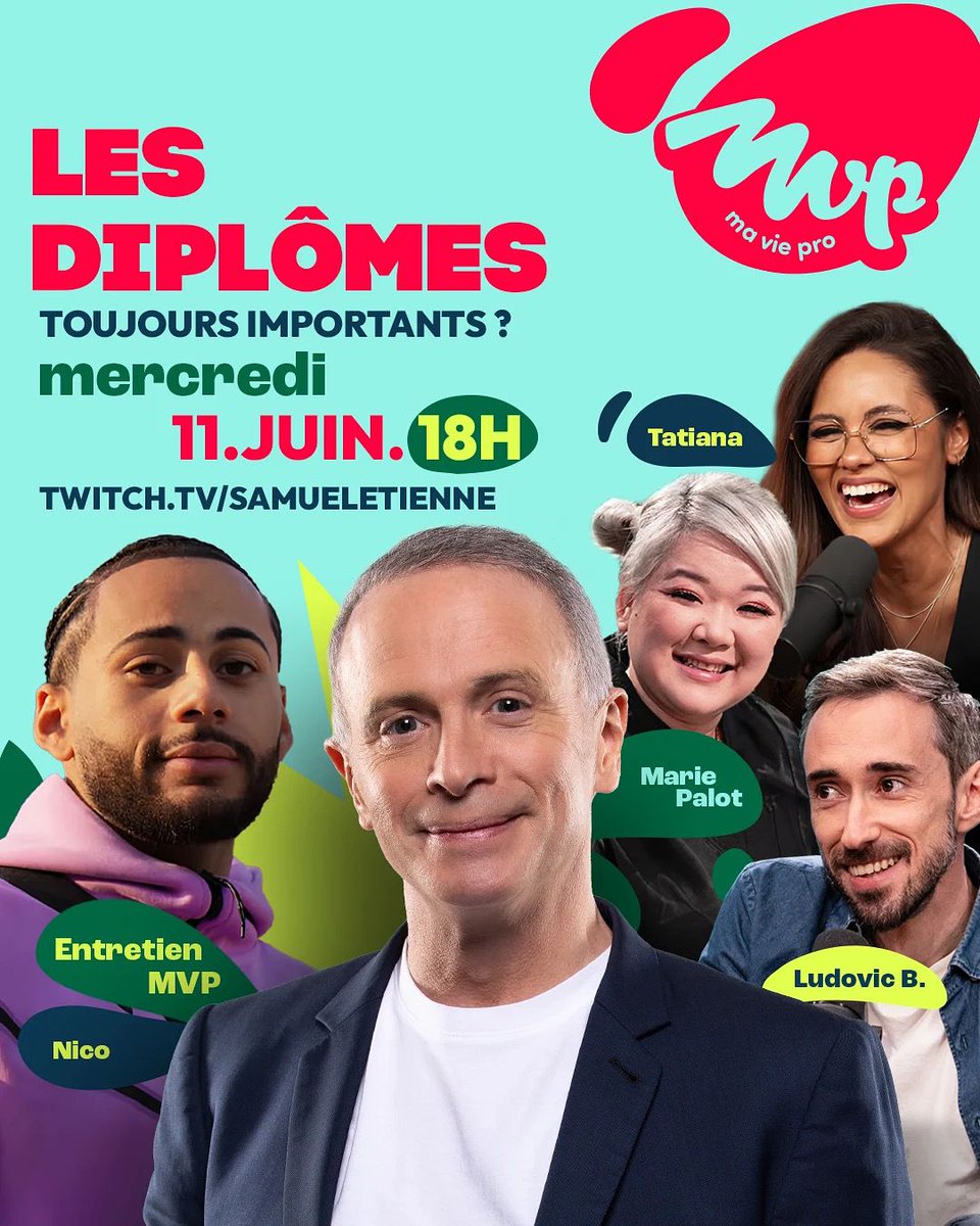 💼 Les DIPLÔMES définissent-ils vraiment l’AVENIR ?
L'une des questions que nous étudierons dans ce nouveau numéro de MVP, l'émission qui explore les voies pro pour que chacun trouve le sienne
Avec nos invités, nos chroniqueurs <a href="/TV_Tatianaa/">Tatiana_TV</a>, @mariecpalot et @ludotatou
Et
