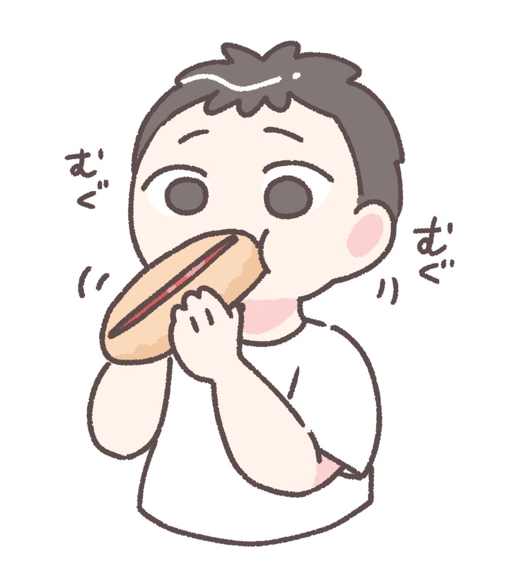 #コッペパンの日　だそうで🥖
ジャムコッペ食べたいな🍓

#ゆるいイラスト　#イラスト　#illustration