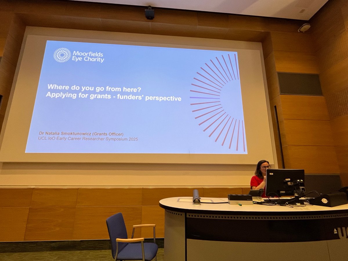 UCL IoO ECR (@iooecr) on Twitter photo Dr. Natalia Smoktunowicz, Grants Officer for our sponsor <a href="/EyeCharity/">Moorfields Eye Charity</a> telling us about the funding opportunities for ECRs. Dr. Natalia Smoktunowicz, Grants Officer for our sponsor <a href="/EyeCharity/">Moorfields Eye Charity</a> telling us about the funding opportunities for ECRs.