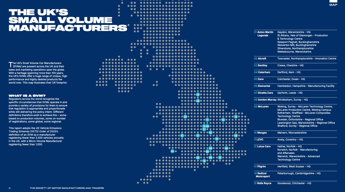 Interesting to see the <a href="/SMMT/">SMMT</a> publish its "THE UK’S SMALL VOLUME AUTOMOTIVE MANUFACTURERS:AN ENDURING BRITISH SUCCESS STORY" report today and an interesting reminder of some of the sub 2,500 p/a companies. smmt.co.uk/wp-content/upl…