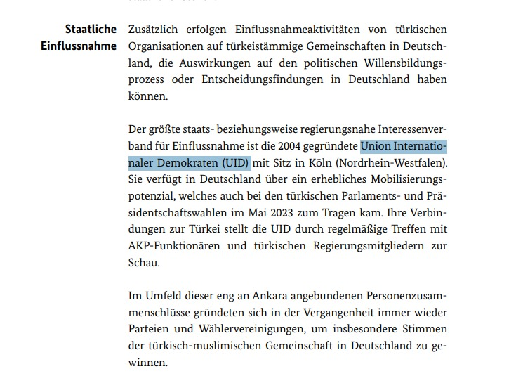 erkanpehl's tweet image. Almanya iç istihbaratı "Bundesamt für #Verfassungsschutz" raporunda, #Erdoğan’ın lobi kuruluşu #UID’yi Almanya’daki en büyük devlet bağlantılı lobi grubu olarak bir kez daha listeledi.  verfassungsschutz.de/SharedDocs/pub…