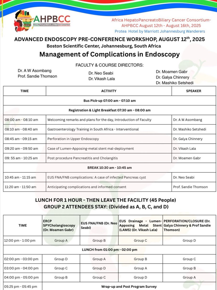 Akwi Asombang MD MPH (@akwiasombangmd) on Twitter photo Honoured to serve as <a href="/AfricaHPBCC/">Africa HepatoPancreatoBiliary Cancer Consortium</a>  advanced GI endoscopy program course director.
“managing GI endoscopic complications”
🗓️ August 12th 2025
📍<a href="/bostonsci/">Boston Scientific</a> Center in Johannesburg, South Africa
🔊check your emails for hands-on session selection  
#GITwitter #globalhealth Honoured to serve as <a href="/AfricaHPBCC/">Africa HepatoPancreatoBiliary Cancer Consortium</a>  advanced GI endoscopy program course director.
“managing GI endoscopic complications”
🗓️ August 12th 2025
📍<a href="/bostonsci/">Boston Scientific</a> Center in Johannesburg, South Africa
🔊check your emails for hands-on session selection  
#GITwitter #globalhealth