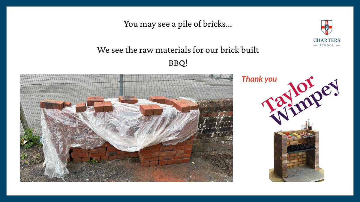 You may see a pile of bricks... but we see the raw materials for the new brick built BBQ that will be built in our Sowers &amp; Growers Garden. This #AlternativeProvision is really taking shape &amp; we would like to thank @taylorwimpey for their continuing support.
#Community #Donations