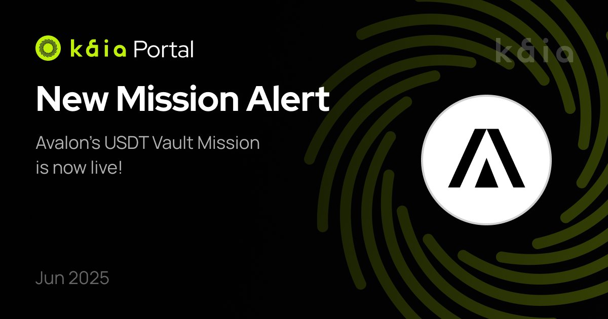 KaiaChain's tweet photo. 🚨 Kaia Portal Epoch #2 just got even better.
New missions go live June 12 at 4PM UTC+9 after a short maintenance period (3–4PM).
We’re thrilled to welcome:
• @avalonfinance_ – launching a stable-yield USD₮ Vault
• @Elderglade – joining the mission board after their Mini Dapp competition success
Let’s break it down 🧵👇