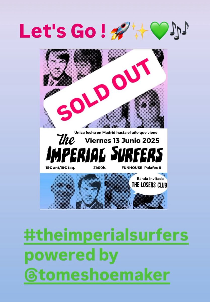 #theimperialsurfers fue uno de los primeros grupos calzados por TOMÉ Shoemaker allá por 2012🥰
Orgullosos y agradecidos siempre 💚✨