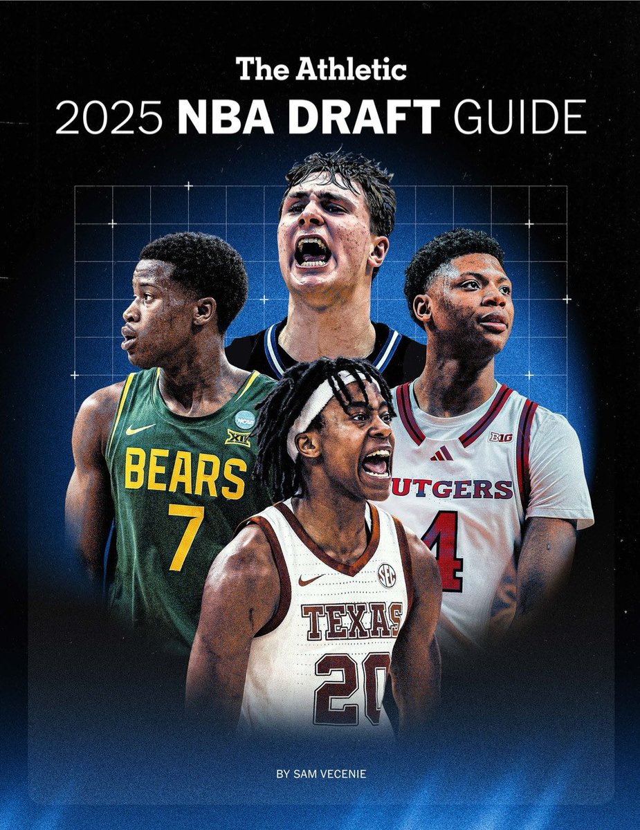 Sam_Vecenie's tweet image. The 2025 NBA Draft Guide is here.
-198 pages and 160,000 words of evaluations and breakdowns on prospects in this draft class. Very deep dives on player scouts, tendencies, etc.
-My final top-100 rankings (barring surprise international
(Link in threaded tweet below).