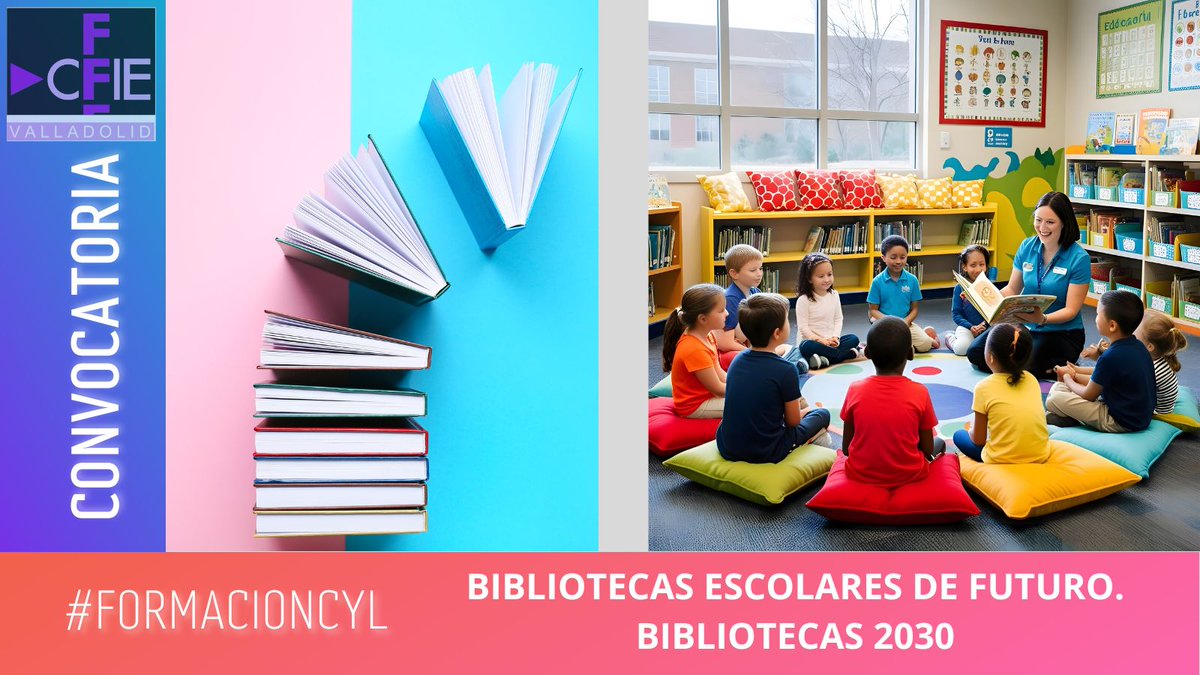 Abierto el plazo de la convocatoria para centros públicos de proyectos "Bibliotecas escolares de futuro. Bibliotecas 2030"

¿A quién va dirigido? 🔽
🏫2º ciclo de ed. infantil, ed. primaria y /o ed. especial
🗓️hasta el 4 de julio

Toda la ℹ️▶️acortar.link/OnIoxH
<a href="/educacyl/">Educación JCyL</a>