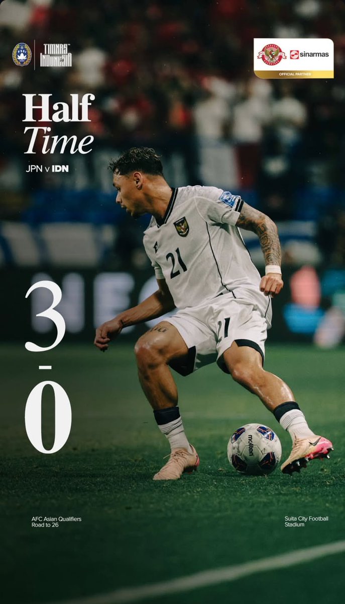 Indonesia 0- 3 Japan HT
#TimnasDay