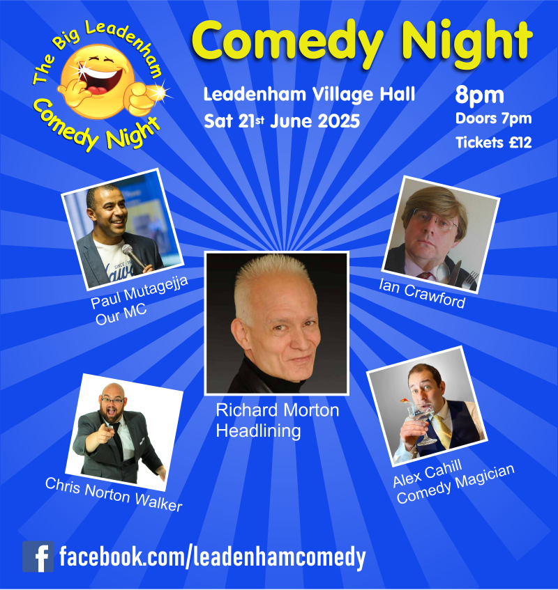 The Big Leadenham Comedy Night: Sat 21st June 8pm. Fab lineup. Tickets &amp; Info ticketsource.co.uk/leadenmham-vil… Richard Morton Headlining <a href="/SpoonSense/">Ian Crawford</a> <a href="/NortonWalker/">Chris Norton Walker</a> <a href="/RichMortonSound/">Richard Morton</a> <a href="/PMutagejja/">Paul Mutagejja</a> #comedy #comedynight