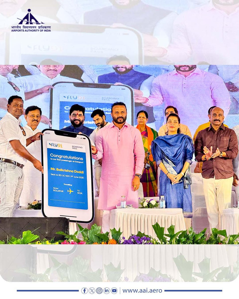 AAI_Official's tweet image. #AAI’s dedicated efforts to strengthen the nation’s #FlightConnectivity shine with the launch of #NewFlight routes. In line with the same, the Hon’ble Union Minister of State for #CivilAviation and Cooperation, Sh. @mohol_murlidhar ji recently inaugurated @fly91_IN Airlines