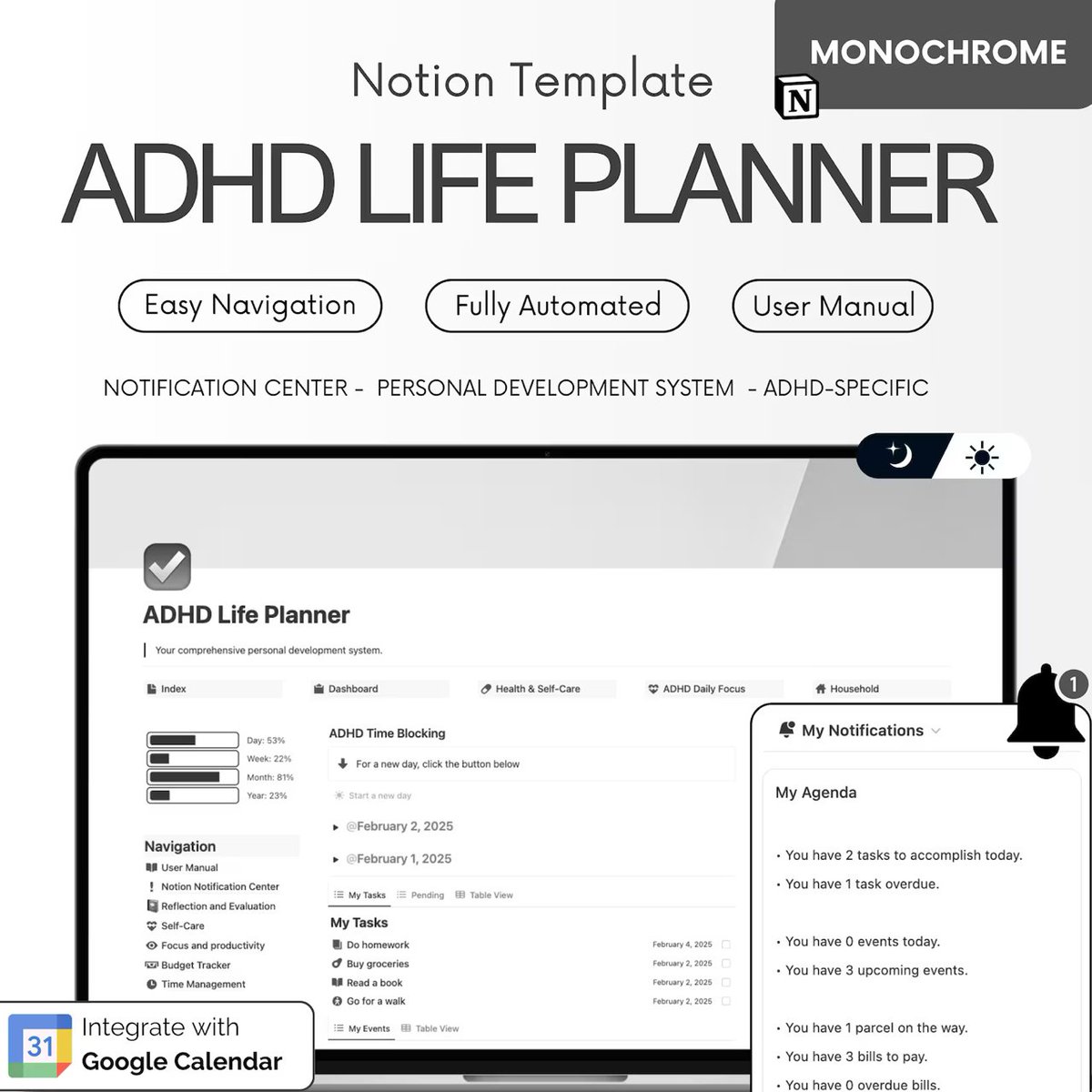 UsefulPlanner_'s tweet image. Which option do you like more: colored or monochrome? 
#notion #notionplanner #adhdplanner #adhdproductivity