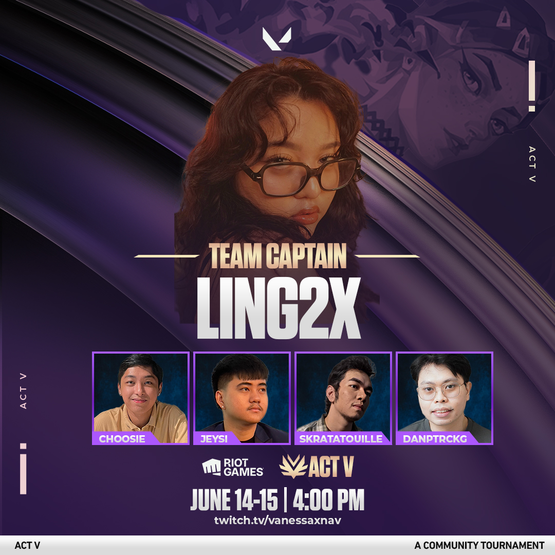 ActVCommunity's tweet photo. Precision, synergy, and deadly coordination—Team Ling2x enters the arena with one goal: domination.

@ling2xfps 
@choosievlr 
@JInfant18 
@skratatouilleee 
@danptrckg 

#ACTV
June 14-15, 2025
TTV / vanessaxnav https://t.co/H1LppxdsGg
