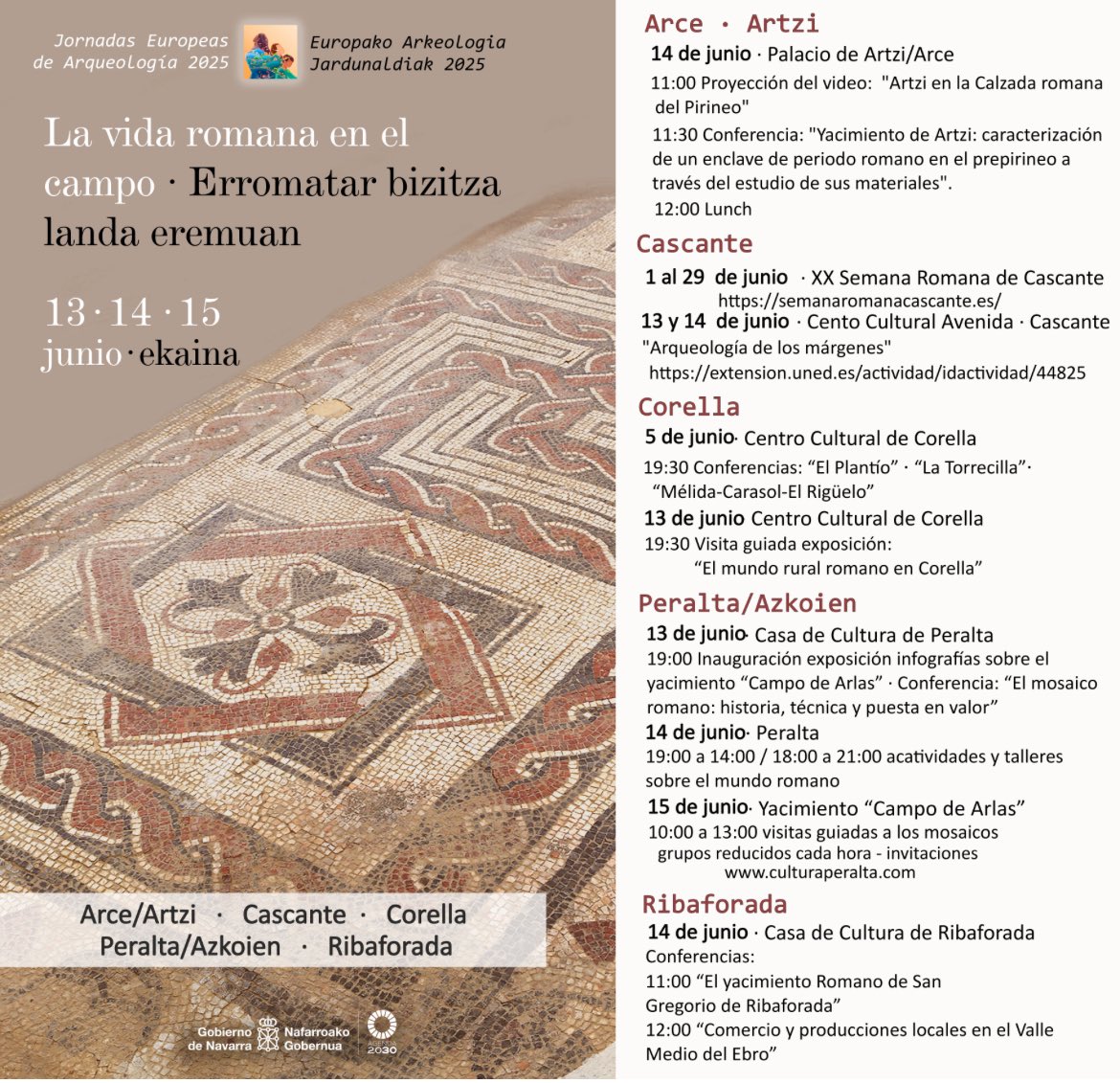 Jornadas Europeas de Arqueología 2025
#cultura #navarra 

Este fin de semana del 13,14 y 15 de junio 

▶️ culturanavarra.es/es/noticias/cu…