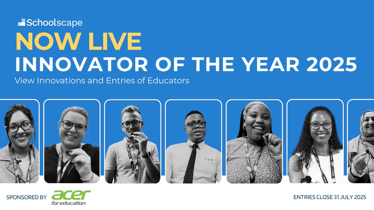 It's Official🤩 
Schoolscape's Innovator of the Year competition is LIVE on our website 🥳
Check out the entries online, or submit your video here 👉 lnkd.in/dZF7PpZb 

Stand the chance to win an all-expenses-paid trip to BETT UK in London thanks to <a href="/Acer/">Acer</a>
