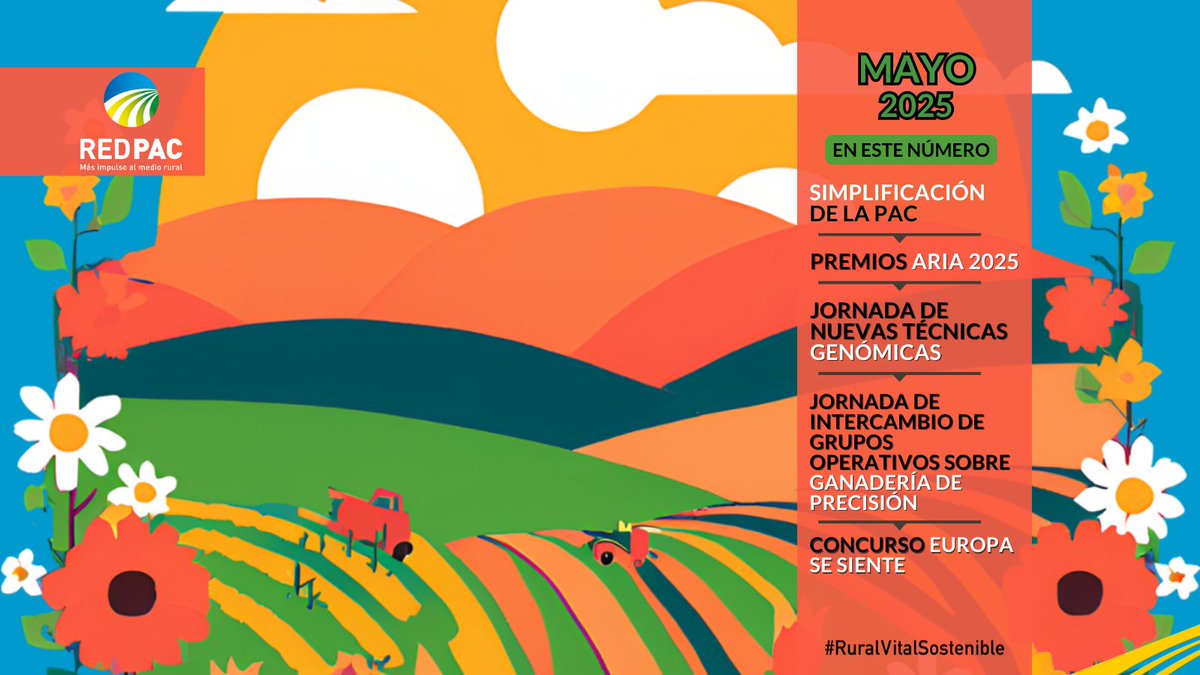 🌞"En junio, el mucho calor, nunca asusta al labrador"
🗞️BOLETÍN RED PAC: #Simplificación de la PAC➕Premios ARIA 2025➕ Jornada Nuevas Técnicas Genómicas➕Jornada de #GruposOperativos sobre ganadería de precisión y mucho➕...
➡️AQUÍ: bit.ly/redpacmayo
#RuralVitalSostenible