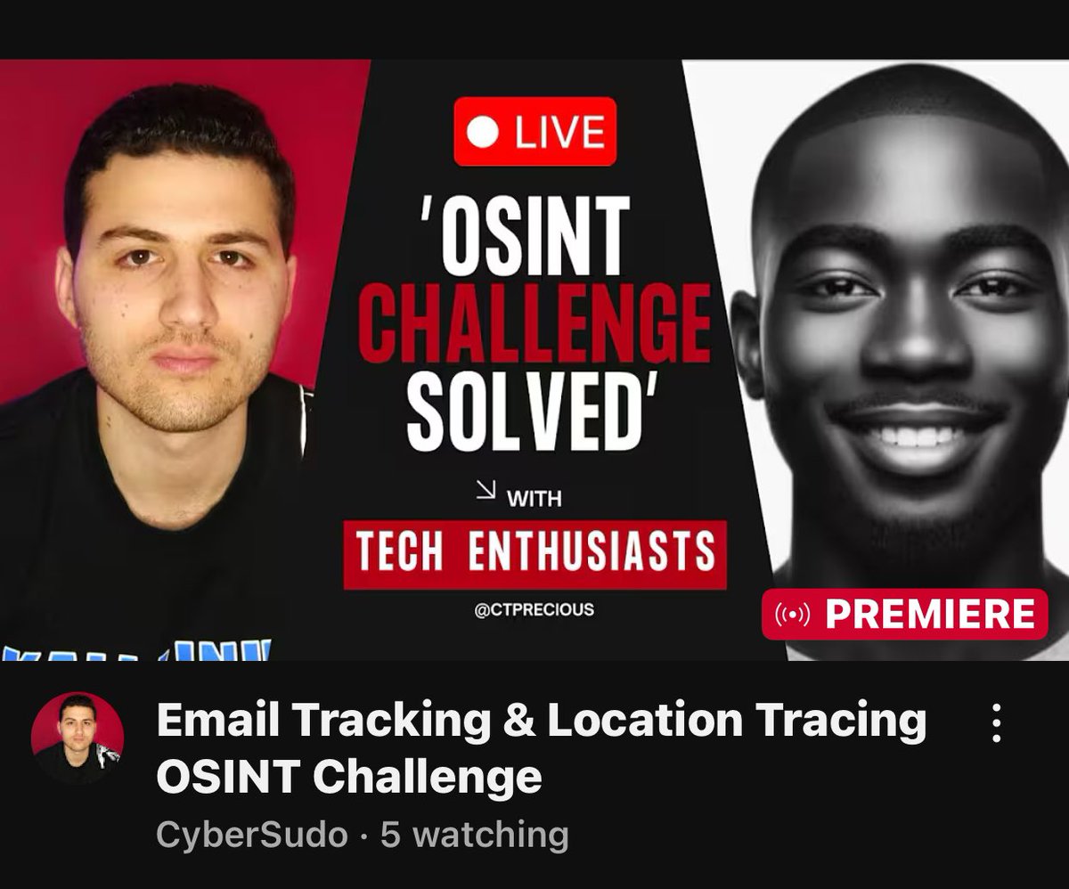 My OSINT challenge “Down The Tunnel” is now officially live on YouTube. Watch my dear friend, <a href="/Cyber_Sudo/">CyberSudo</a> navigate the challenge with great precision. It was an amazing moment sharing the stage with him. 

#OSINT
#Cybersecurity