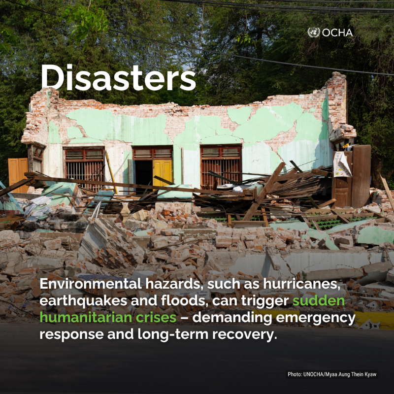 UNOCHA_ROSEA's tweet photo. ➖Drought and heat waves
➖Heavy rains and flooding

Many of today’s humanitarian crises are being influenced by environmental factors.

More people are being displaced, facing hunger or losing access to water due to environmental shocks.

More from @UNEP &amp; @EnvironmentOcha