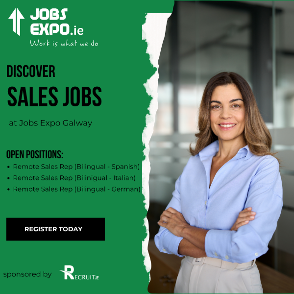 ResultsCX are hiring for remote sales jobs for Spanish, German &amp; Italian speakers. Meet their recruitment team in the Galmont Hotel for #JobsExpoGalway on September 13th. Register for FREE ADMISSION here tinyurl.com/435cxsjh #SalesJobs #RemoteWork #BilingualStaff