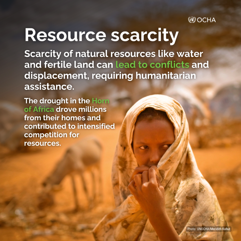UNOCHA_ROSEA's tweet photo. ➖Drought and heat waves
➖Heavy rains and flooding

Many of today’s humanitarian crises are being influenced by environmental factors.

More people are being displaced, facing hunger or losing access to water due to environmental shocks.

More from @UNEP &amp; @EnvironmentOcha